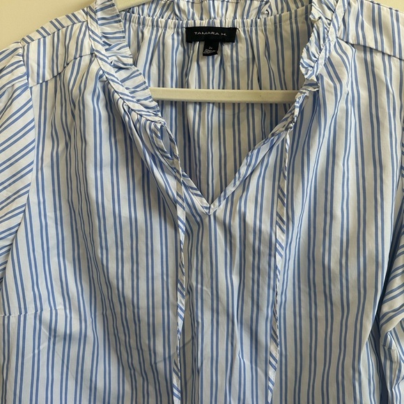 8/$20 Tamara H Striped Short Sleeve Blouse 2X NWOT - Picture 3 of 6